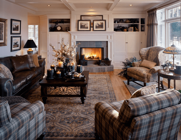 Cozy living room ideas small decorating country cottage furniture traditional rooms decor plaid leather interior house comfy designs style interiors